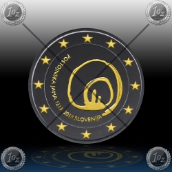 2 EVRO SLOVENIJA 2013 "POSTOJNSKA JAMA" Black Rhodium + 24k Gold 2 EVRO SLOVENIJA 2013 "POSTOJNSKA JAMA" Black Rhodium + 24k Gold